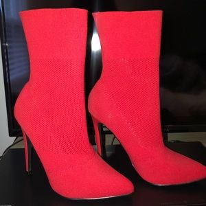Steve Madden century red sock booties